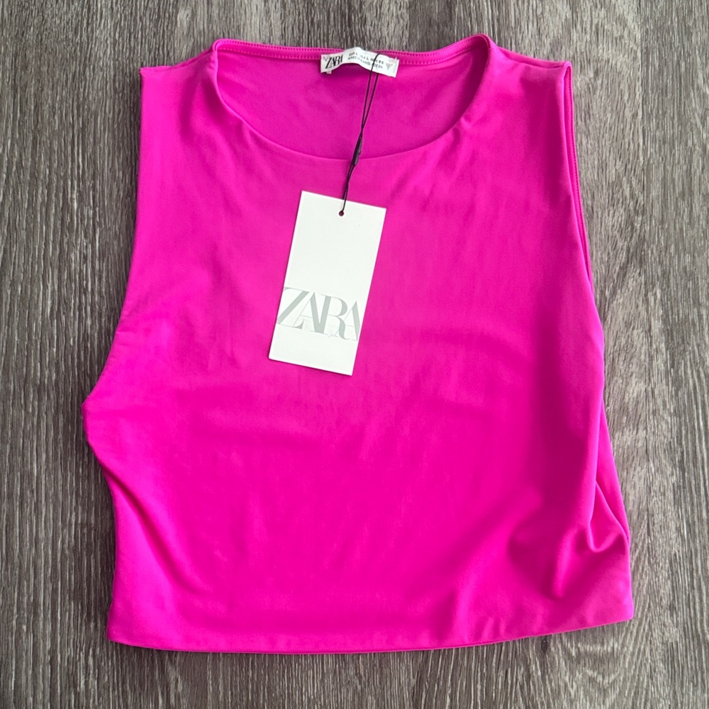 ZARA hot pink crop top